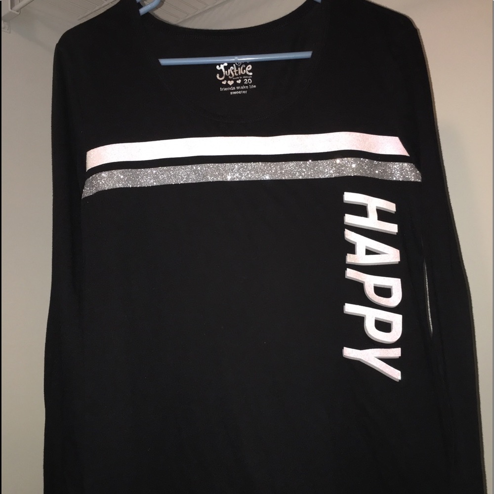 Black long sleeve “HAPPY” shirt